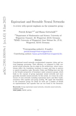 Equivariant and Steerable Neural Networks: A review with special
  emphasis on the symmetric group
