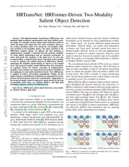 HRTransNet: HRFormer-Driven Two-Modality Salient Object Detection