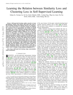 Learning the Relation between Similarity Loss and Clustering Loss in
  Self-Supervised Learning