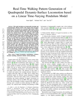 Real-Time Walking Pattern Generation of Quadrupedal Dynamic-Surface
  Locomotion based on a Linear Time-Varying Pendulum Model