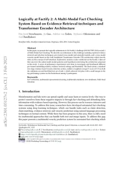 Logically at Factify 2: A Multi-Modal Fact Checking System Based on
  Evidence Retrieval techniques and Transformer Encoder Architecture