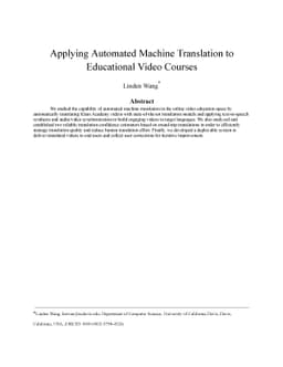 Applying Automated Machine Translation to Educational Video Courses