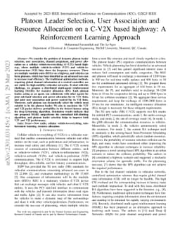 Platoon Leader Selection, User Association and Resource Allocation on a
  C-V2X based highway: A Reinforcement Learning Approach