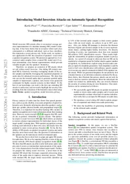 Introducing Model Inversion Attacks on Automatic Speaker Recognition