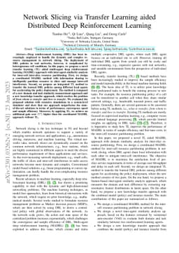 Network Slicing via Transfer Learning aided Distributed Deep
  Reinforcement Learning