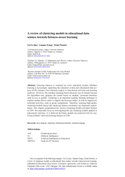 A review of clustering models in educational data science towards
  fairness-aware learning