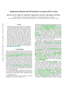 Neighborhood-Regularized Self-Training for Learning with Few Labels