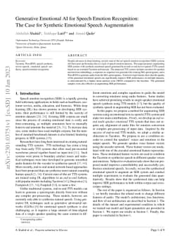 Generative Emotional AI for Speech Emotion Recognition: The Case for
  Synthetic Emotional Speech Augmentation