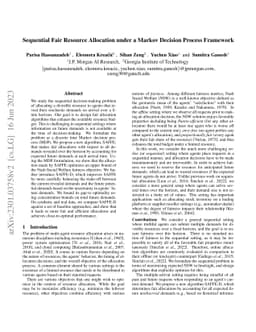 Sequential Fair Resource Allocation under a Markov Decision Process
  Framework