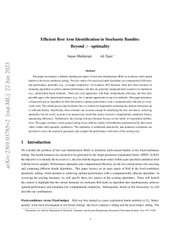 Best Arm Identification in Stochastic Bandits: Beyond $β-$optimality