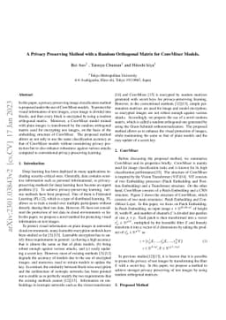 A Privacy Preserving Method with a Random Orthogonal Matrix for
  ConvMixer Models
