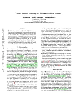 From Continual Learning to Causal Discovery in Robotics