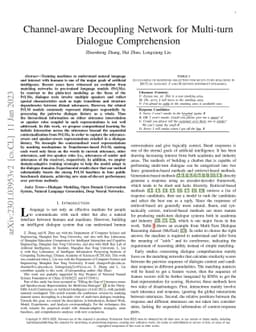 Channel-aware Decoupling Network for Multi-turn Dialogue Comprehension