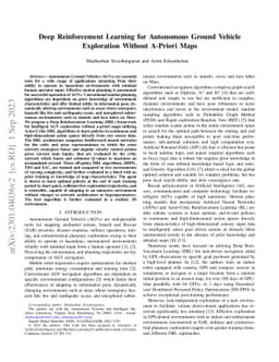 Deep Reinforcement Learning for Autonomous Ground Vehicle Exploration
  Without A-Priori Maps