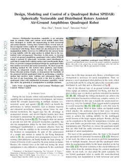 Design, Modeling and Control of a Quadruped Robot SPIDAR: Spherically
  Vectorable and Distributed Rotors Assisted Air-Ground Amphibious Quadruped
  Robot