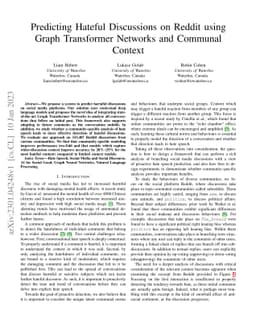 Predicting Hateful Discussions on Reddit using Graph Transformer
  Networks and Communal Context