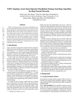 TAPS: Topology-Aware Intra-Operator Parallelism Strategy Searching
  Algorithm for Deep Neural Networks