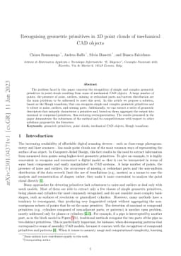 Recognising geometric primitives in 3D point clouds of mechanical CAD
  objects