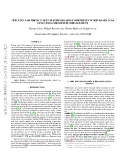 Perceive and predict: self-supervised speech representation based loss
  functions for speech enhancement