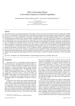 GPT as Knowledge Worker: A Zero-Shot Evaluation of (AI)CPA Capabilities