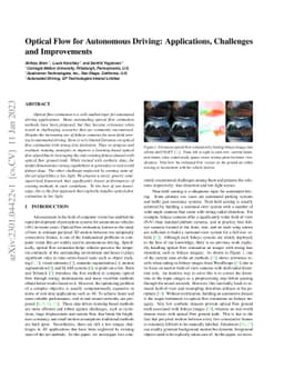 Optical Flow for Autonomous Driving: Applications, Challenges and
  Improvements