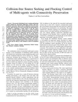 Collision-free Source Seeking and Flocking Control of Multi-agents with
  Connectivity Preservation