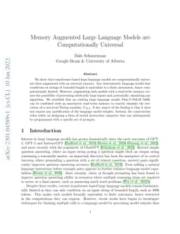 Memory Augmented Large Language Models are Computationally Universal