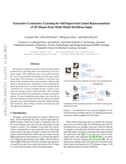 Generative-Contrastive Learning for Self-Supervised Latent
  Representations of 3D Shapes from Multi-Modal Euclidean Input