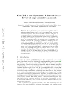 ChatGPT is not all you need. A State of the Art Review of large
  Generative AI models
