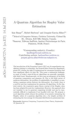 A Quantum Algorithm for Shapley Value Estimation