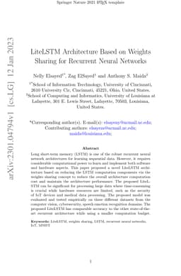 LiteLSTM Architecture Based on Weights Sharing for Recurrent Neural
  Networks