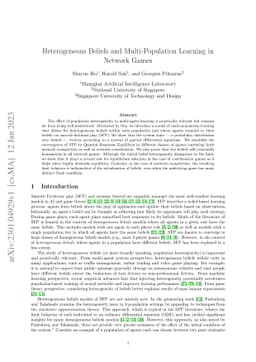 Heterogeneous Beliefs and Multi-Population Learning in Network Games
