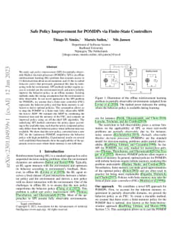 Safe Policy Improvement for POMDPs via Finite-State Controllers