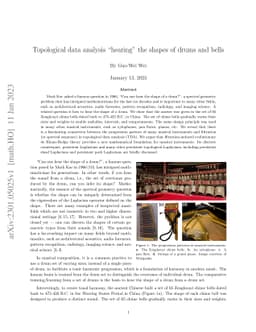 Topological data analysis hearing the shapes of drums and bells