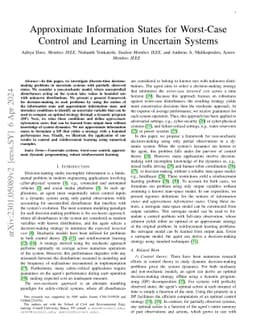 Approximate Information States for Worst-Case Control and Learning in
  Uncertain Systems