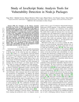 Study of JavaScript Static Analysis Tools for Vulnerability Detection in
  Node.js Packages