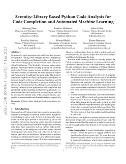 Serenity: Library Based Python Code Analysis for Code Completion and
  Automated Machine Learning