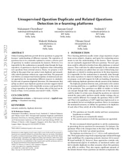 Unsupervised Question Duplicate and Related Questions Detection in
  e-learning platforms
