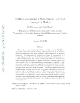 Statistical Learning with Sublinear Regret of Propagator Models