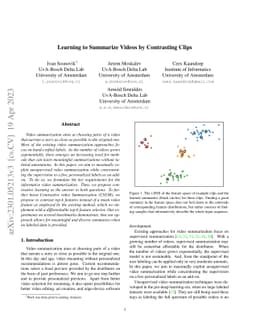 Learning to Summarize Videos by Contrasting Clips