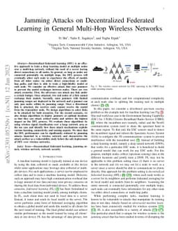 Jamming Attacks on Decentralized Federated Learning in General Multi-Hop
  Wireless Networks