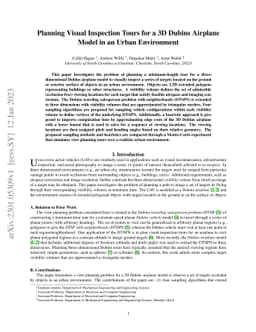 Planning Visual Inspection Tours for a 3D Dubins Airplane Model in an
  Urban Environment