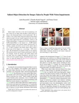 Salient Object Detection for Images Taken by People With Vision
  Impairments