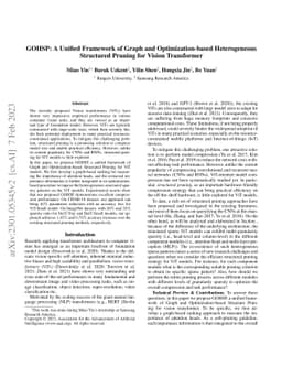 GOHSP: A Unified Framework of Graph and Optimization-based Heterogeneous
  Structured Pruning for Vision Transformer