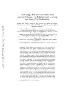 Multi-Target Landmark Detection with Incomplete Images via Reinforcement
  Learning and Shape Prior