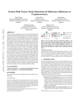 Evolve Path Tracer: Early Detection of Malicious Addresses in
  Cryptocurrency