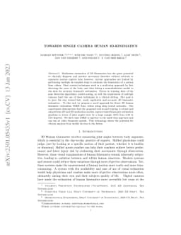 Towards Single Camera Human 3D-Kinematics