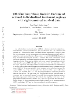 Efficient and robust transfer learning of optimal individualized
  treatment regimes with right-censored survival data