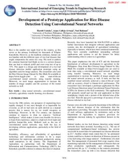 Development of a Prototype Application for Rice Disease Detection Using
  Convolutional Neural Networks