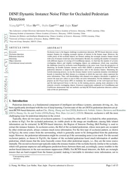 DINF: Dynamic Instance Noise Filter for Occluded Pedestrian Detection